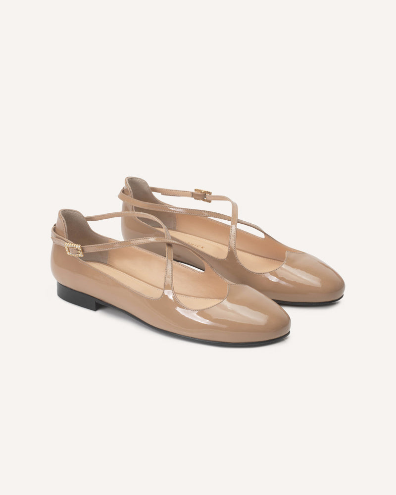 Lover Taupe Patent Flats