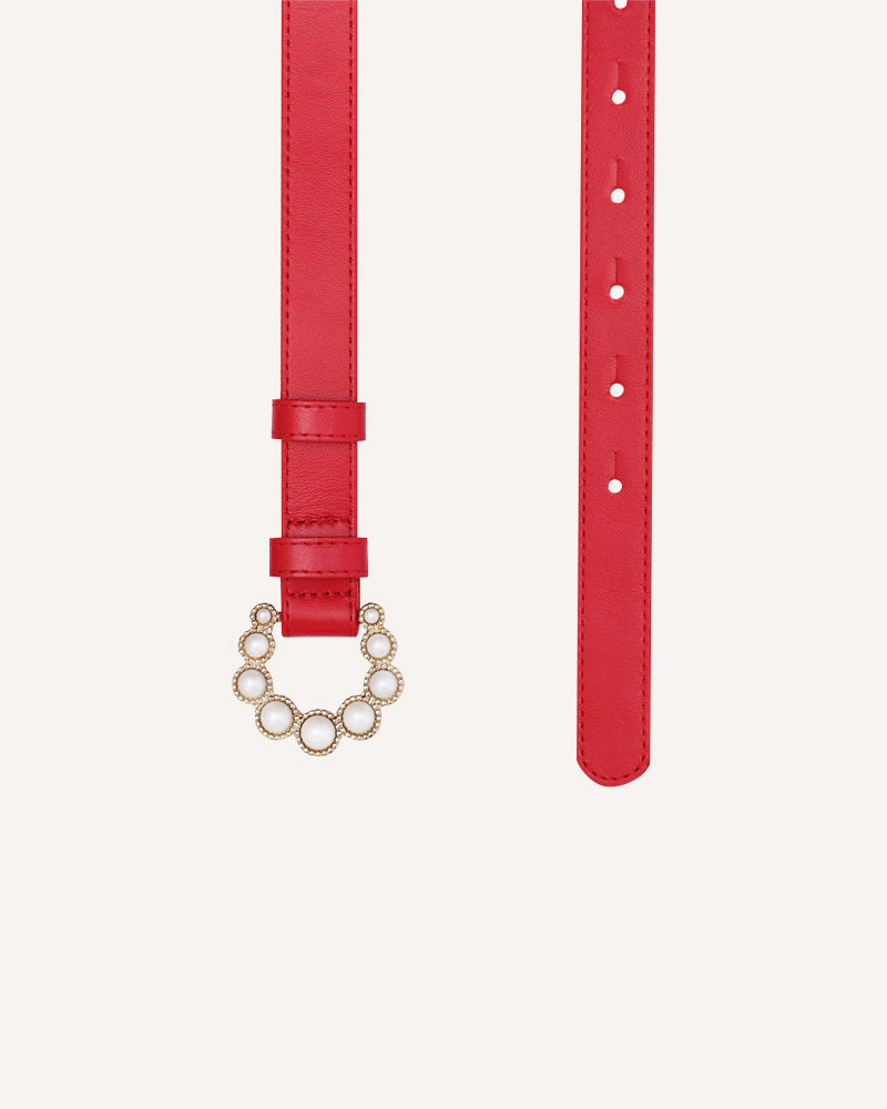 Pearl Red Slim Belt