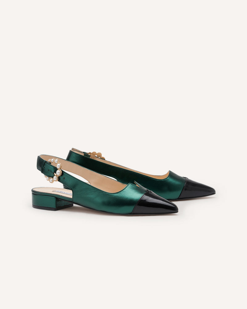 Alicia Emerald & Black Flats