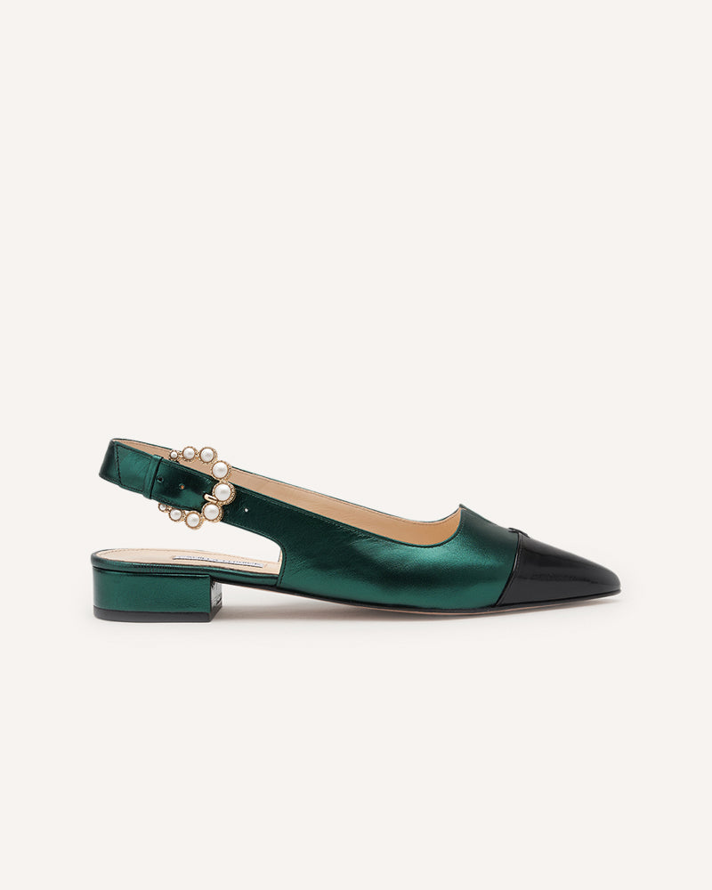 Alicia Emerald & Black Flats | Designer Shoes | Camilla Elphick
