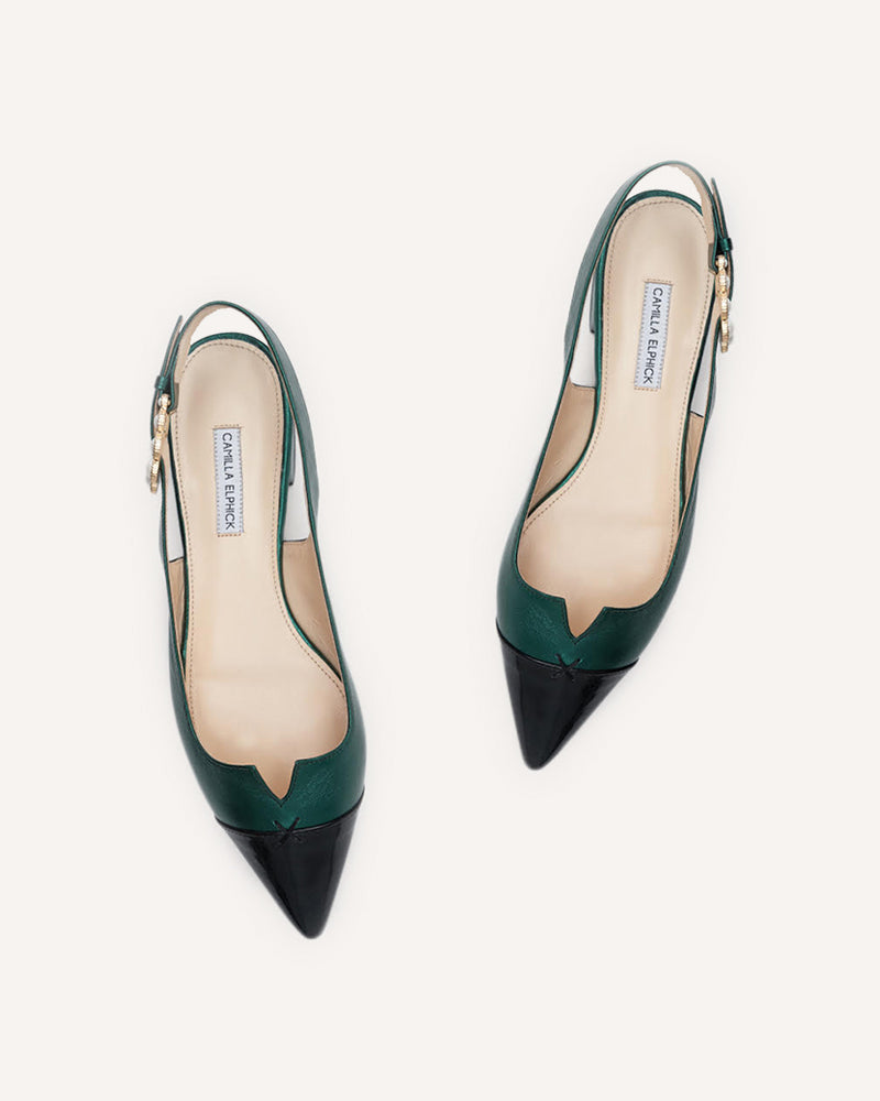 Alicia Emerald & Black Flats | Designer Shoes | Camilla Elphick