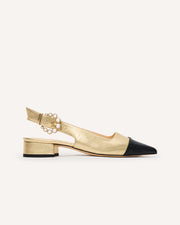 Alicia Light Gold & Black Flats | Designer Shoes | Camilla Elphick
