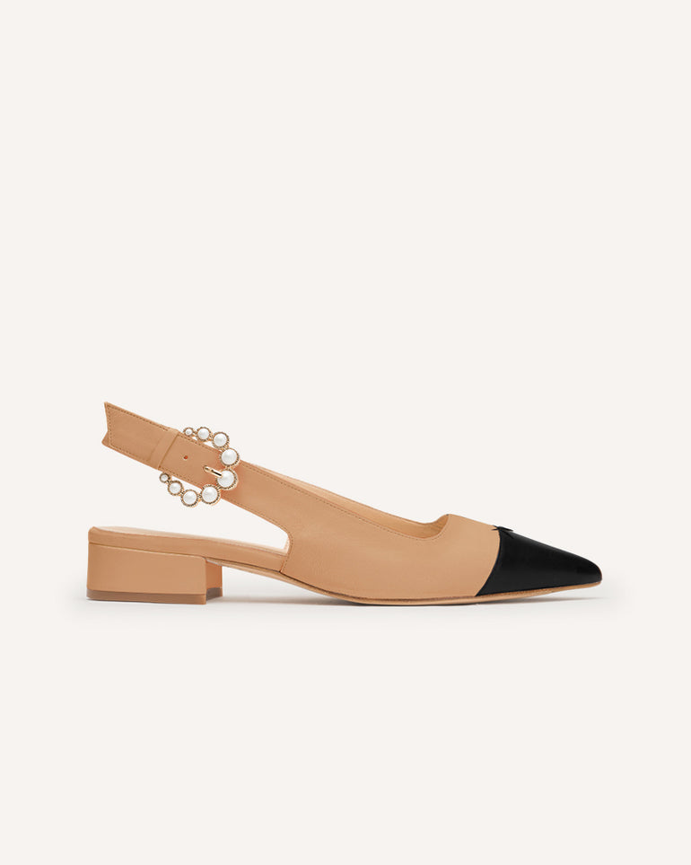 Alicia Taupe & Black Flats | Designer Shoes | Camilla Elphick