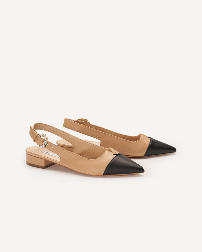 Alicia Taupe & Black Flats | Designer Shoes | Camilla Elphick
