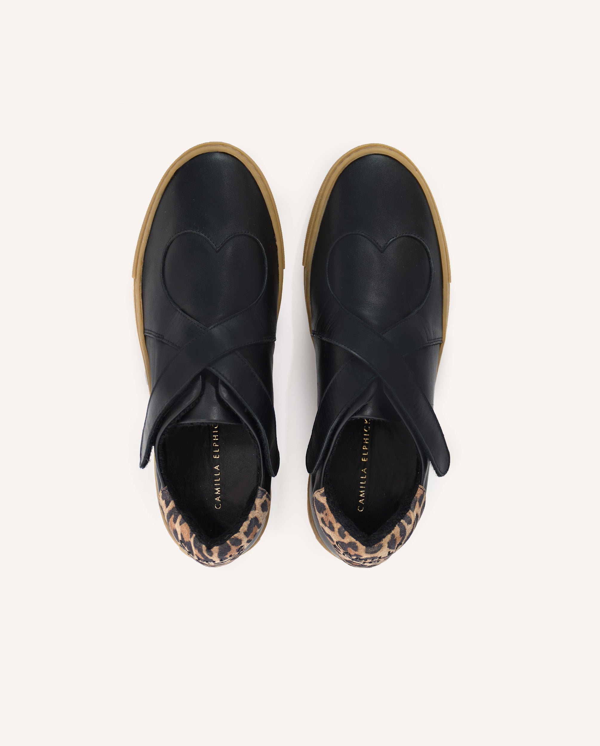 (Delivery Early-June) Heart & Sole Black & Leopard Sneakers