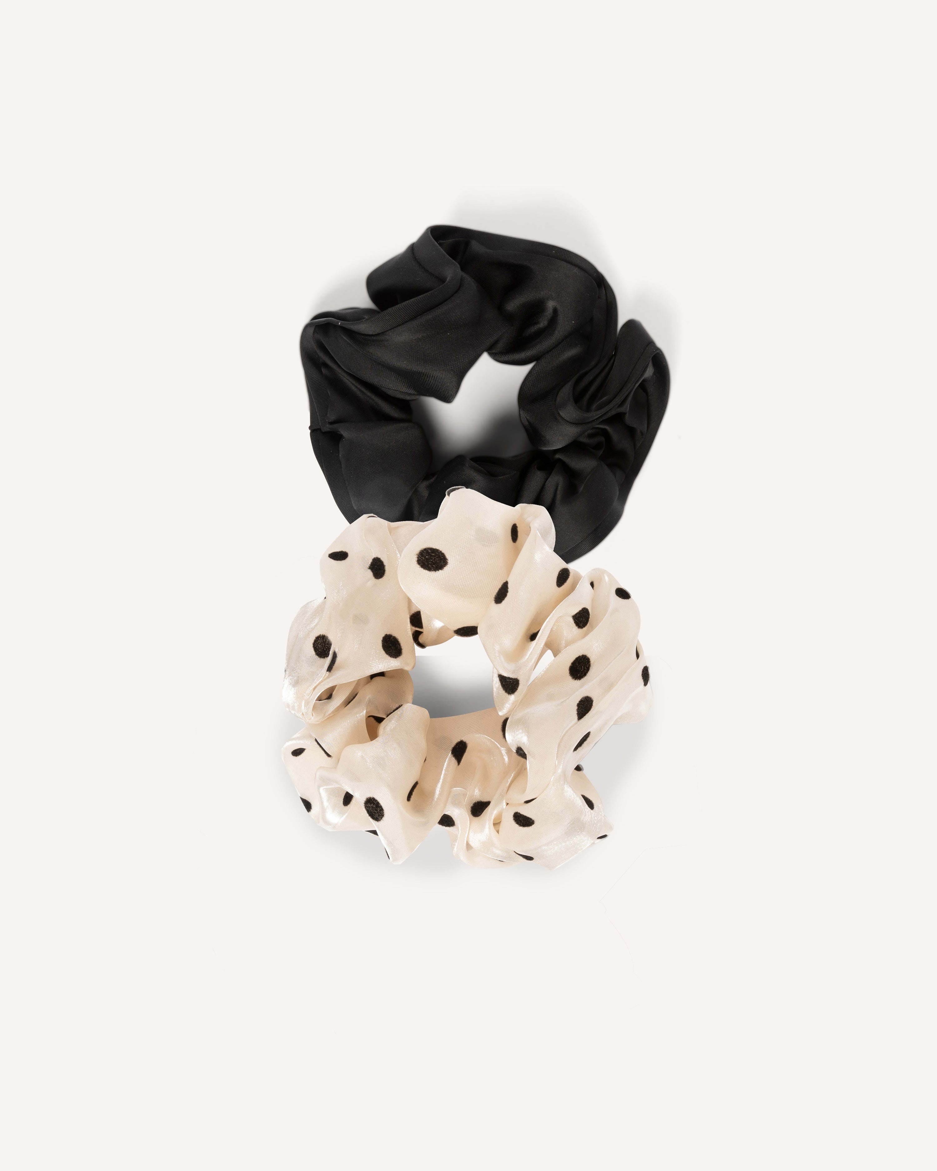 Romy Black & Polka Dots Scrunchies Set