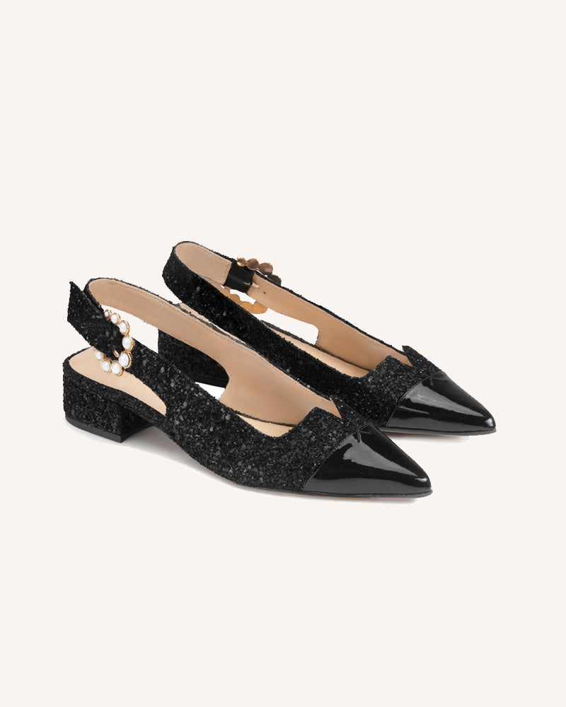 Black glitter flats discount