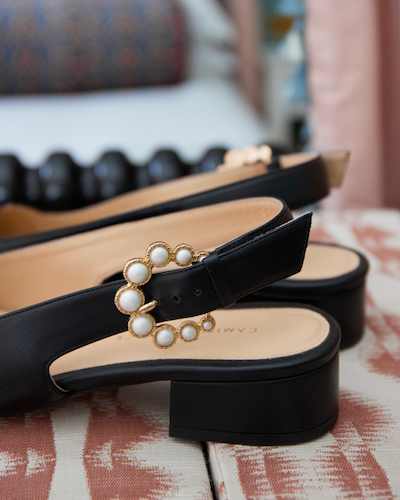 Alicia Black & Gold Flats