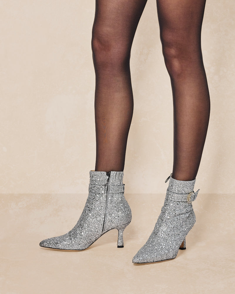 Cora Silver Glitter Boots