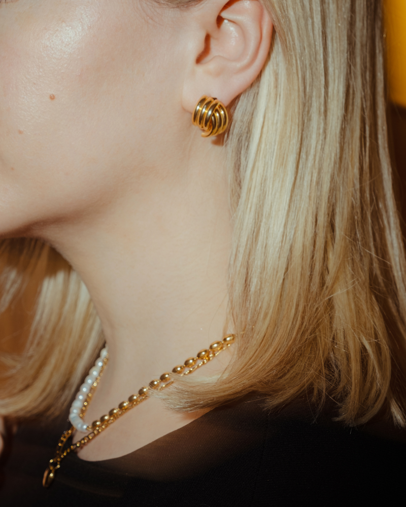 Iris Gold Knot Earrings