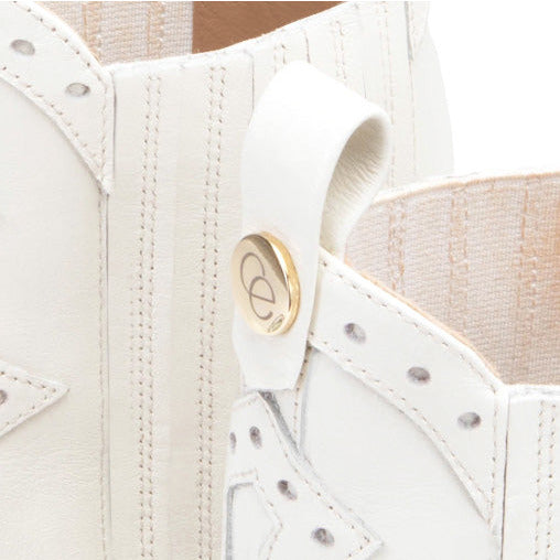 Jessie white leather cuban heel boots | Women's boots | Camilla Elphick